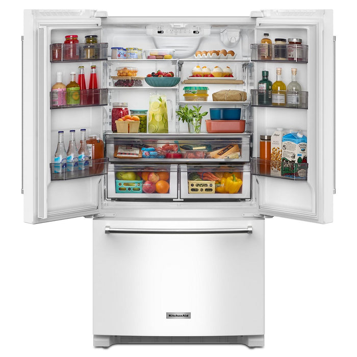 KitchenAid 36\" 20 Cu. Ft. Counter-Depth French-Door Refrigerator - White - KRFC136RWH