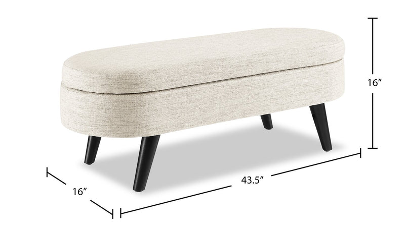 Montreal 43.5\" Oval Fabric Storage Ottoman - White