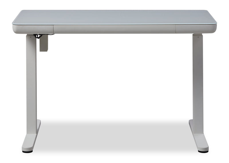 Metro 47.24” Height-Adjustable Office Desk with Storage and USB Ports - White