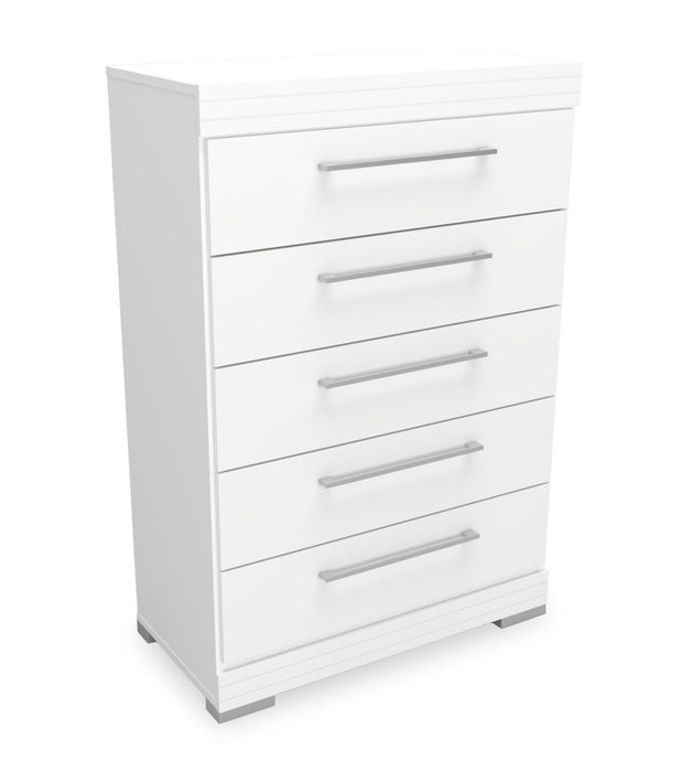 Riley Bedroom Chest of Drawers, 5-Drawer, 31\"W x 46\"H, Made in Canada - White