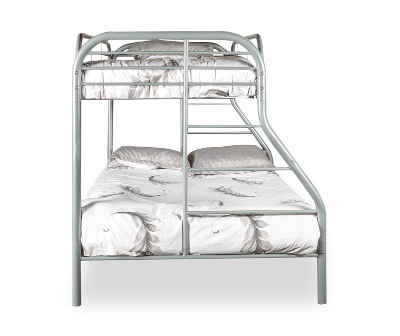Logan Bunk Bed with Ladders & Guard Rail for Kids, Grey Metal - Twin/Full