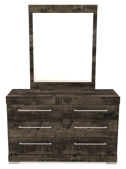 Riley 6pc Bedroom Set with Panel Bed, Dresser, Mirror & Nightstand, Made in Canada, Grey - Twin Size