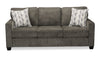 Made in Canada Lennox 83\" Chenille Fabric Sofa with Reversible Cushions and Accent Pillows - Grey