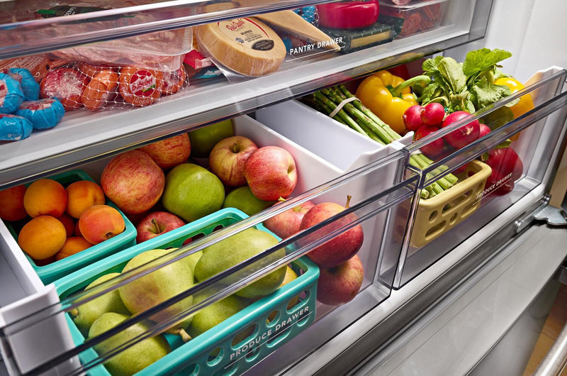 KitchenAid 36\" 20 Cu. Ft. Counter-Depth French-Door Refrigerator - Black Stainless Steel - KRFC136RBS