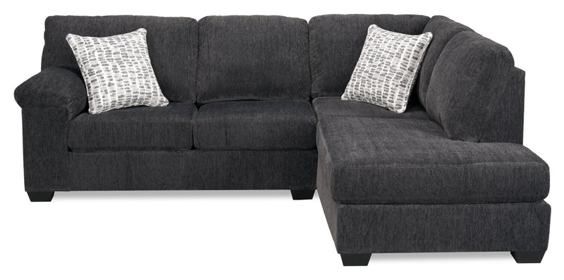 Made in Canada Morgan 2-Piece Right-Facing Chenille Fabric Sectional with Accent Pillows - Grey