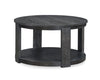 Declan 31.5\" Modern Round Coffee Table with Shelf & Casters - Black