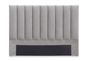 Amos Upholstered Headboard in Grey Fabric, Channelled - Full Size