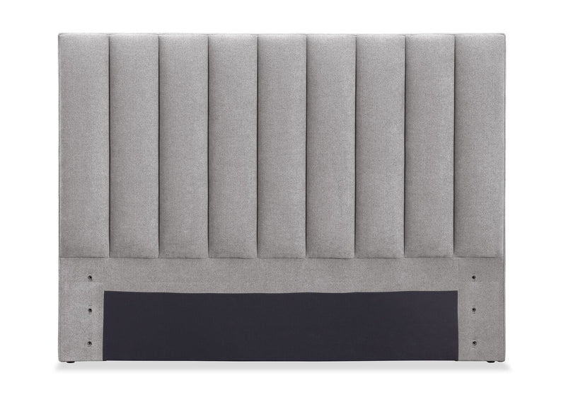 Amos Upholstered Headboard in Grey Fabric, Channelled - Full Size