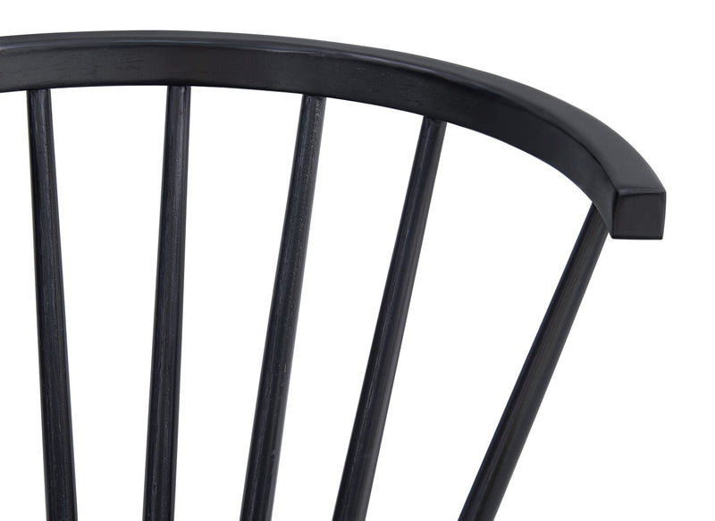 Remi Dining Chair with Curved Spindle-Back - Black
