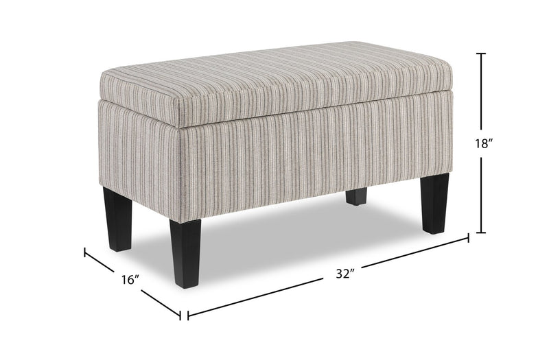 Calgary 32\" Storage Fabric Ottoman - Grey Striped