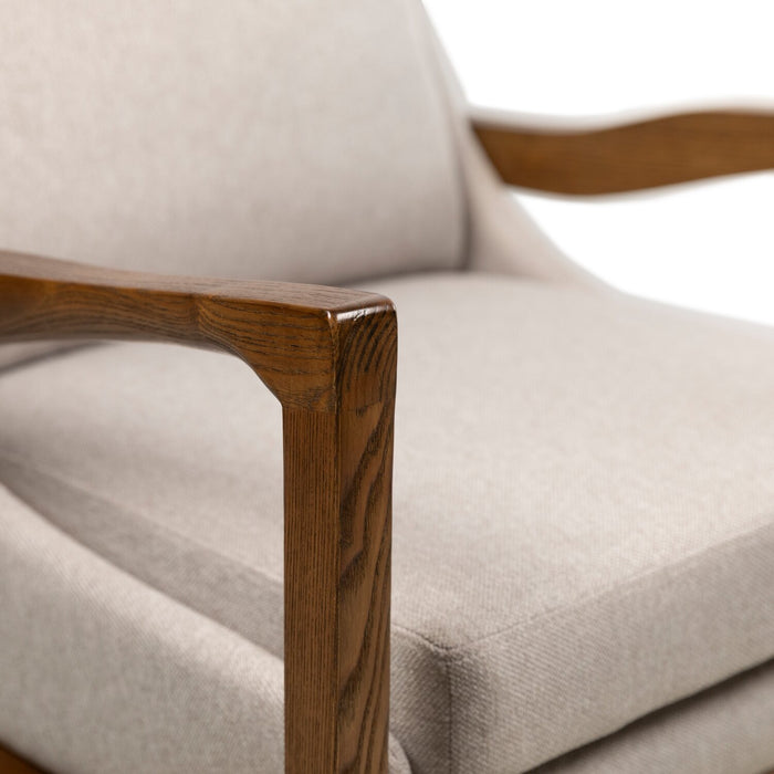 Echo 27.95\" Fabric Accent Chair with Wood Arms and Legs - Beige