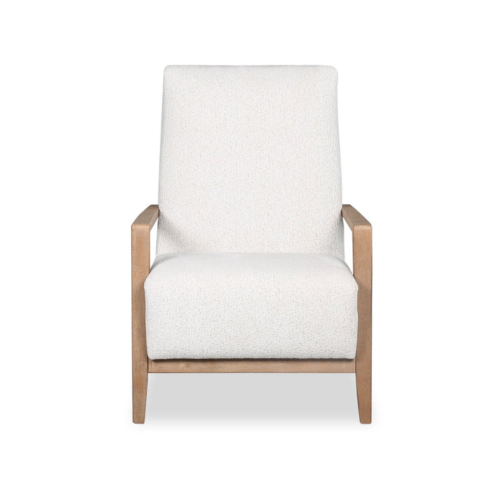 Adley 28\" Chenille Fabric Accent Chair with Wood Armrests and Legs - Alabaster White