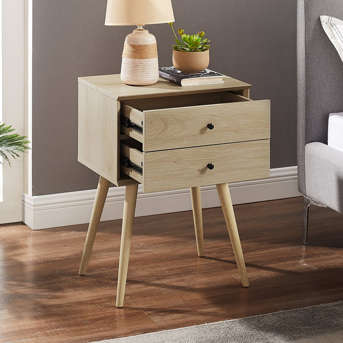 Mori Bedside 2-Drawer Nightstand, 18\"W x 25.75\"H - Natural
