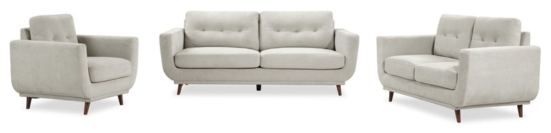 Cosmo 80\" Fabric Sofa with Tufted Back Cushions - Grey