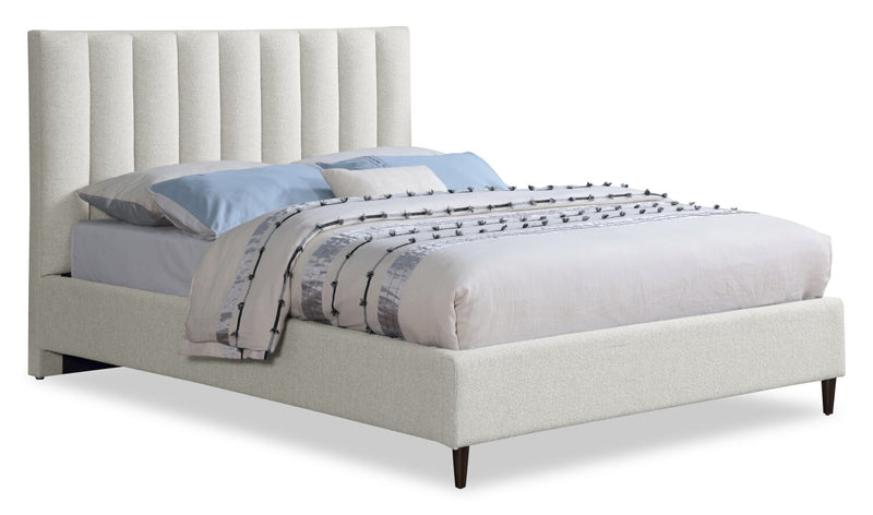 Kort & Co. Rain Upholstered Platform Bed in Taupe Fabric, Tufted - King Size