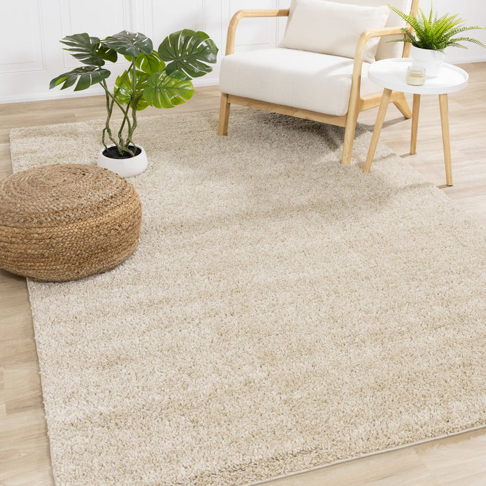 Pascal Beige Shag Area Rug - 5'3\" x 7'7\"