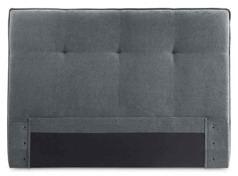 Amos Upholstered Platform Bed in Charcoal Fabric with Tufted Headboard - King Size