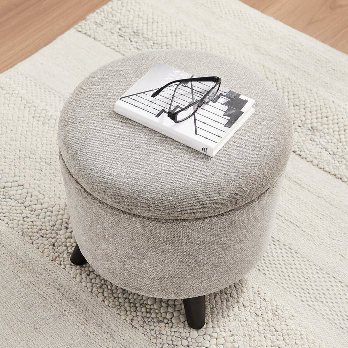 Winnipeg 17.5\" Round Fabric Storage Ottoman - Grey
