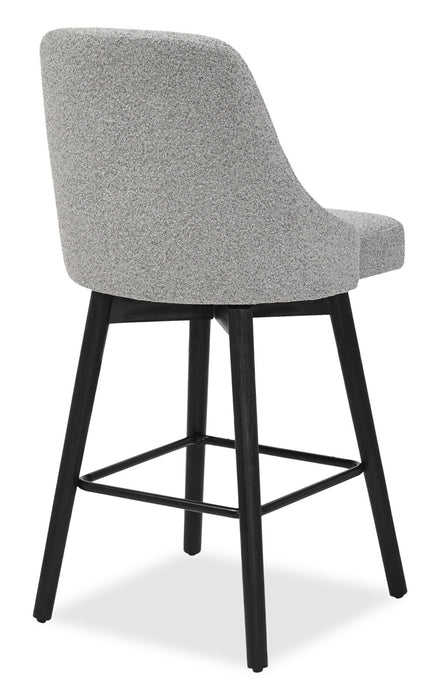 Nash Counter-Height Stool with Swivel Seat, Polyester Fabric, Metal - Dark Grey