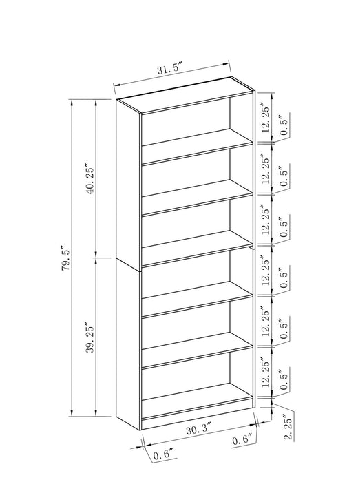 William 31.5\" 6-Shelf Bookcase - Black