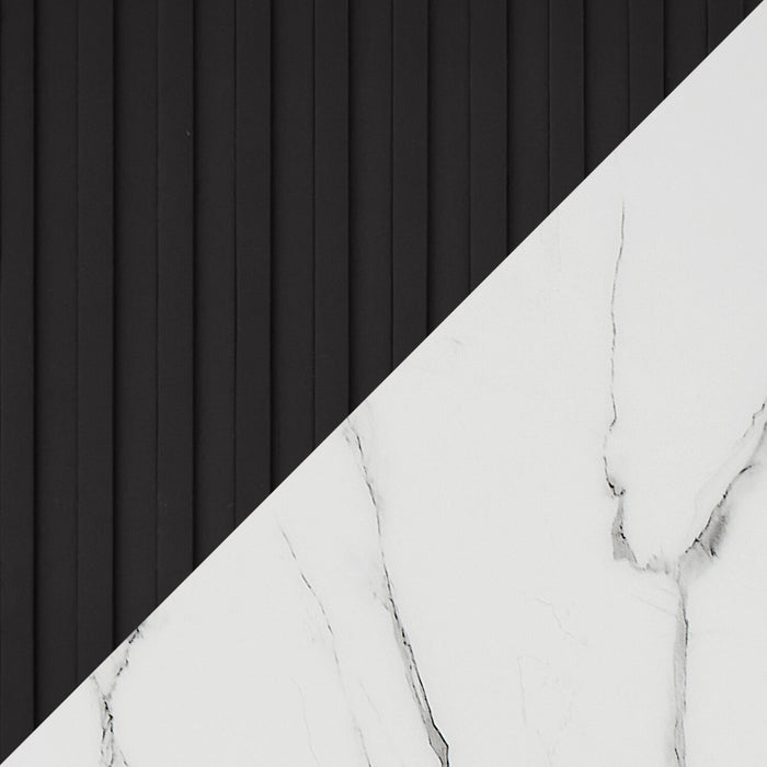 Kort & Co. Capri Dining Server with Storage, Marble-Look Top & Gold Accent, 66\"W - Black/White