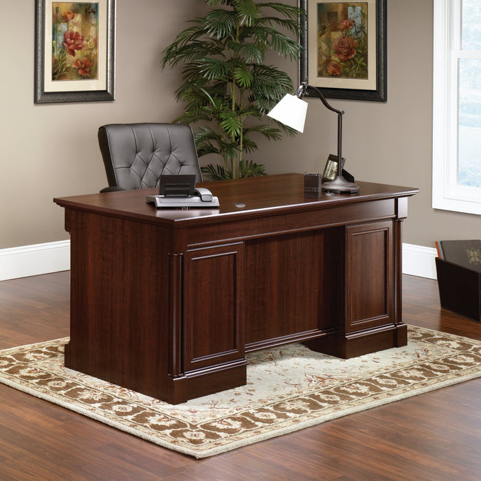 Palladia 65.12\" Executive Desk with 7-Drawers – Select Cherry