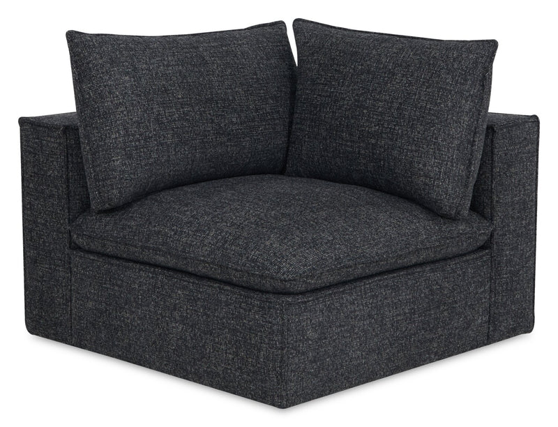 Fusion Modular 8-Piece Charcoal Grey Chenille Fabric Sectional with Removable Feather Down Back Cushions