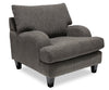 Made in Canada Nofia 36\" Chenille Fabric Chair with Wood Legs - Charcoal Grey
