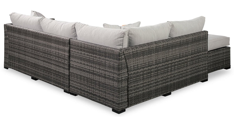 Victoria 4-Piece Outdoor Patio Set with Loveseat, Armless Chair, Corner Chair & Ottoman - Weather Resistant - Grey