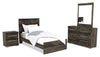 Riley 6pc Bedroom Set with Panel Bed, Dresser, Mirror & Nightstand, Made in Canada, Grey - Twin Size