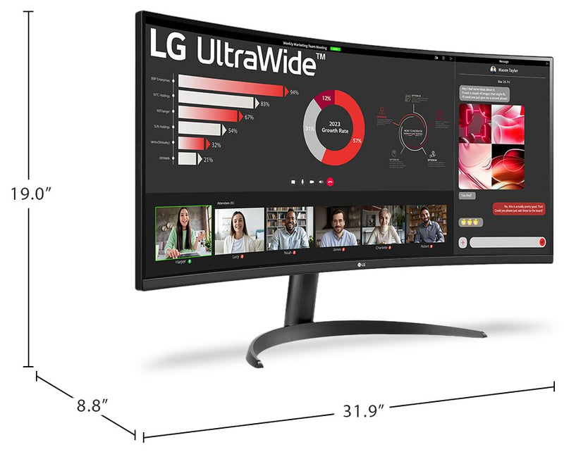 LG 31.5” UltraGear™ Nano IPS 180Hz 1ms (GtG) NVIDIA Gaming Monitor (34WR50QK-B)