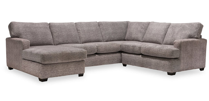 Made in Canada Luxe 3-Piece Left-Facing Fabric Sectional with Removable Cushions - Zaftig Dove Grey