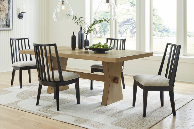 Shaw 5pc Dining Set with Table & 4 Chairs, Trestle Base, 78\"W - Natural