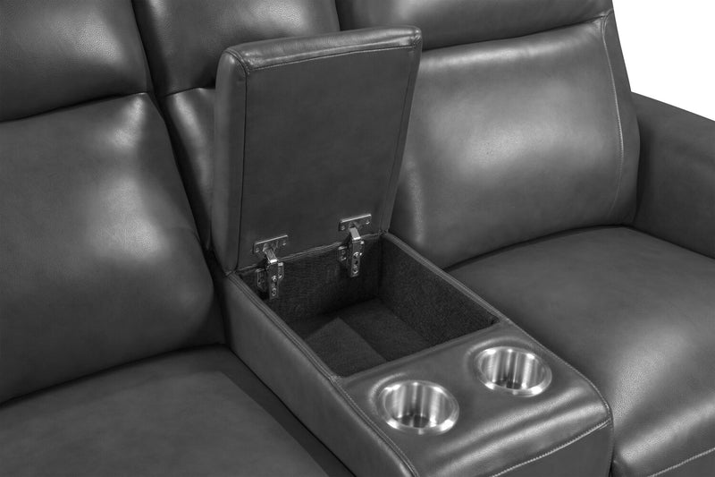 Chateau d’Ax Angelo 75.59\" Genuine Leather Power Reclining Loveseat with Power Headrests - Grey