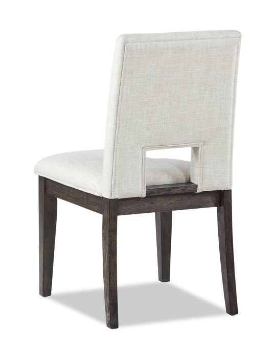 Zelda Dining Chair with Chenille Fabric - White & Espresso Brown