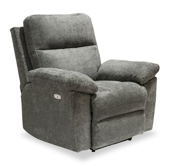 Made in Canada Oliver 40\" Chenille Fabric Power Reclining Chair with USB Port - Addison Pewter Grey