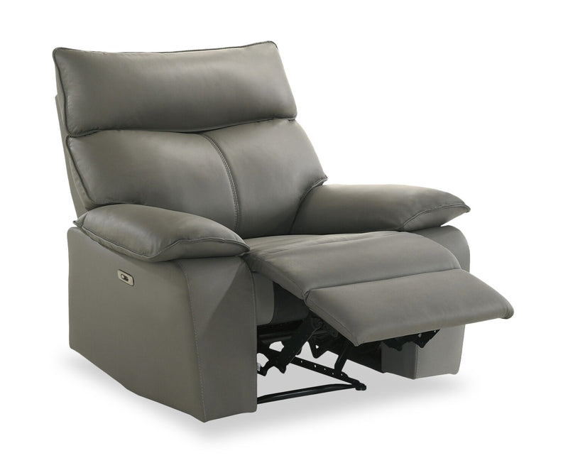 Matteo 42\" Genuine Leather Power Reclining Chair - Aviarah Grey