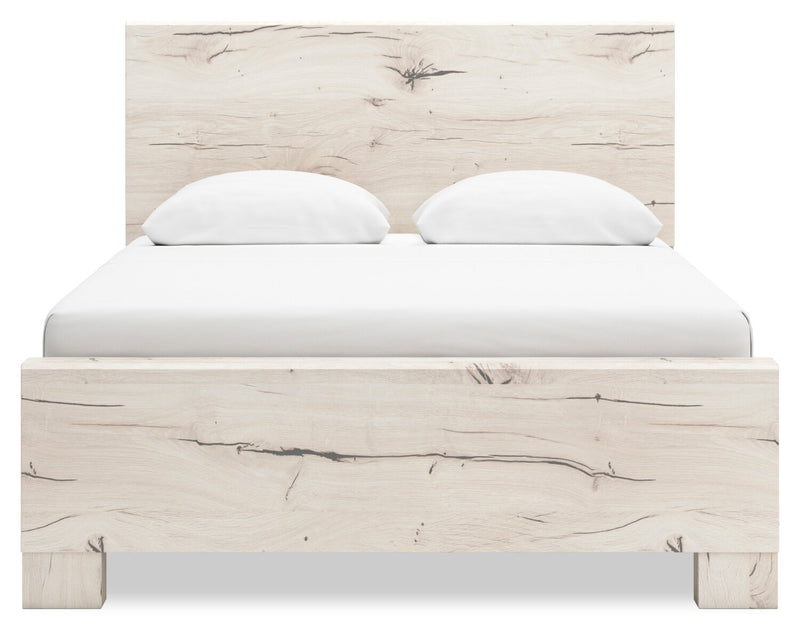 Derekson Panel Bed with Headboard & Frame, Rustic White - Queen Size