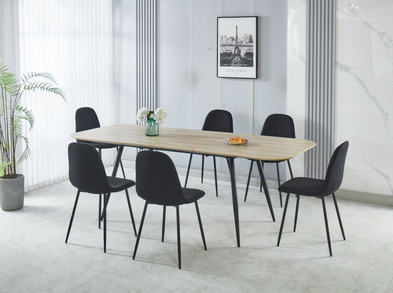 Joss Dining Chair with Polyester Fabric, Metal - Black