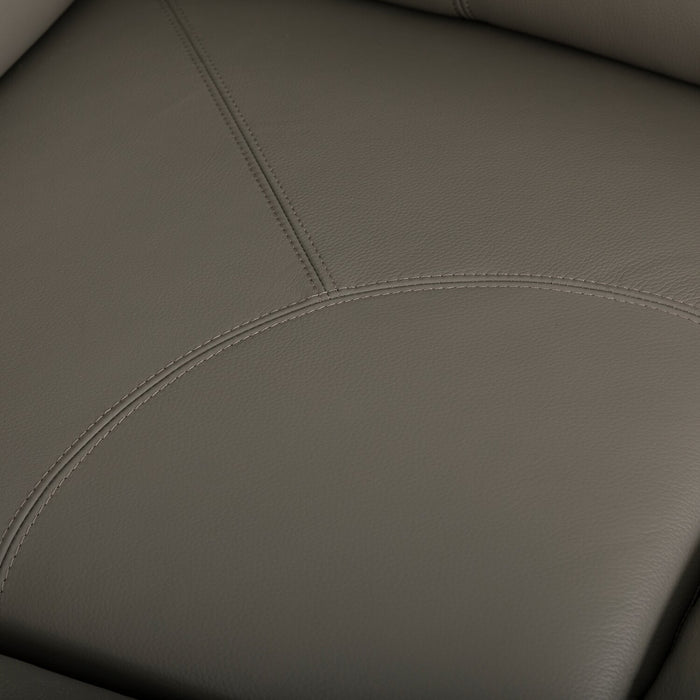 Valentino 3-Piece Left-Facing Genuine Leather Power Reclining Sectional with Adjustable Headrests - Grey