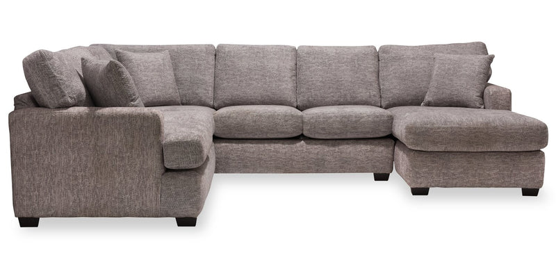 Made in Canada Luxe 3-Piece Right-Facing Fabric Sectional with Removable Cushions - Zaftig Dove Grey