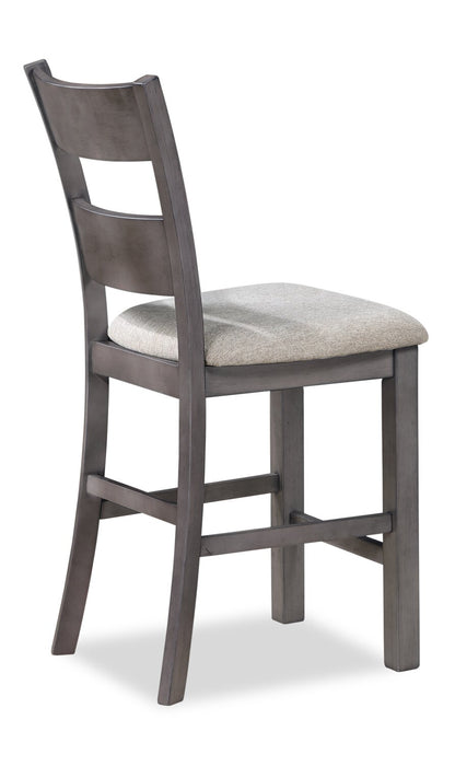 Krew Counter-Height Dining Chair with Polyester Fabric, Ladder Back, Melamine - Grey