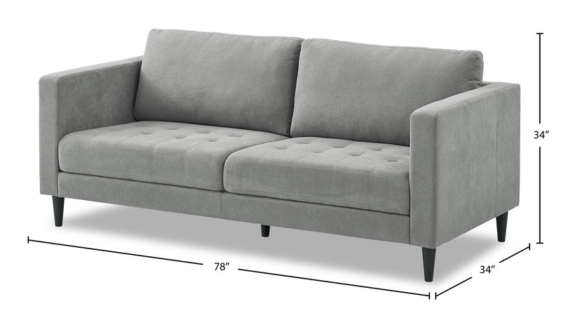 Metro 78\" Fabric Sofa with Tufted Seat Cushions and Reversible Back Cushions - Grey