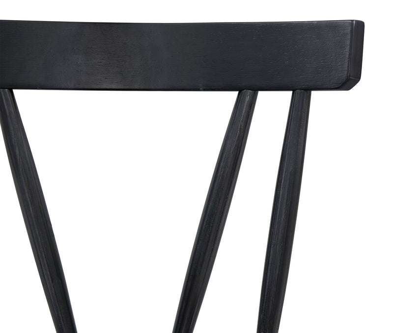 Remi Dining Chair with Curved Slat-Back - Black