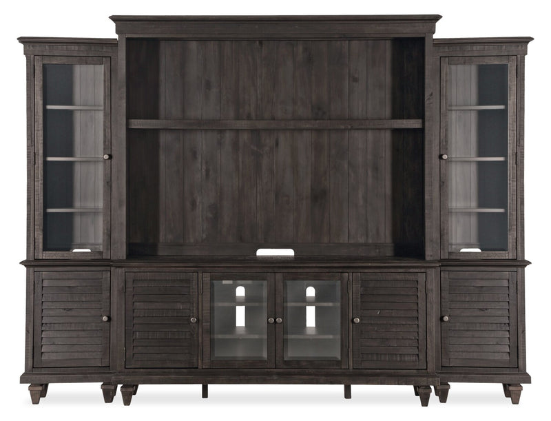Baron 114\" Rustic 4-Piece Pine Entertainment Centre with Storage and Cable Management for TVs up to 70” - Weathered Charcoal