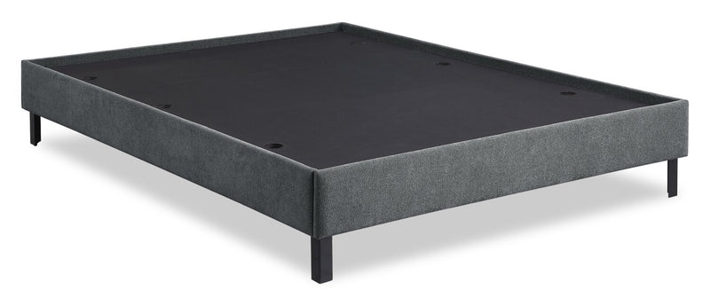 Amos Upholstered Platform Bed Base in Charcoal Fabric - Full Size