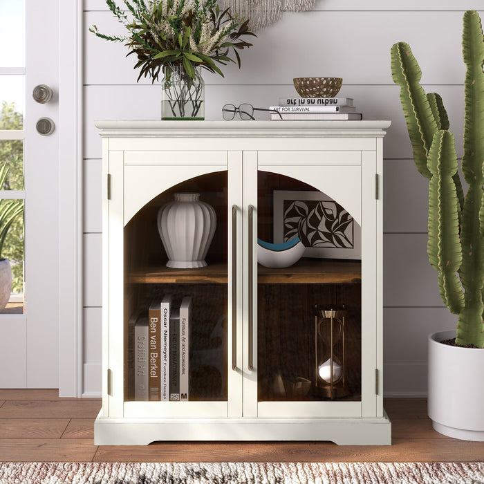 Twyla 33\" Solid Wood Accent Cabinet  with Arched Doors - White