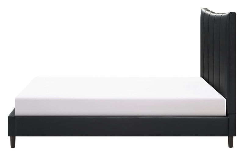 Paseo Platform Bed in Black Vegan-Leather Fabric - Full Size