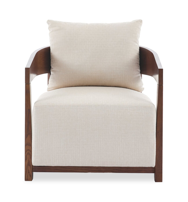 Amor 28.54\" Fabric Accent Chair with Wood Arms and Legs - Taupe