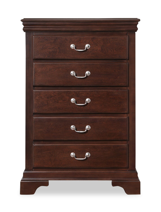 Marco Bedroom Chest of Drawers, 5-Drawer, 32\"W x 48\"H - Cherry Brown